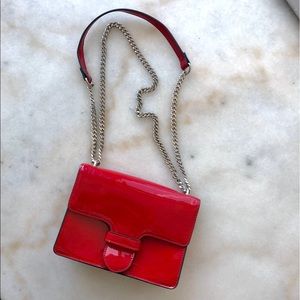 Red patent purse